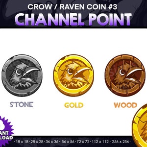 3 Raven/ Crow Channel Point Coin Bundle Pack -Twitch, Youtube, Discord | Killers | Spooky Scary Twitch Emotes for Streaming, cute crows pack