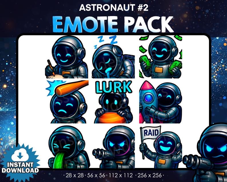 Emote Roket Astronaut Emotes Bundle โ Streaming Twitch, Youtube, Discord (digital ...