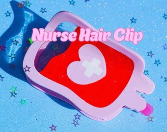 Nurse Blood Bag Claw Hair Clip, Scrubs, Badge Reel, Doctor, Nurse