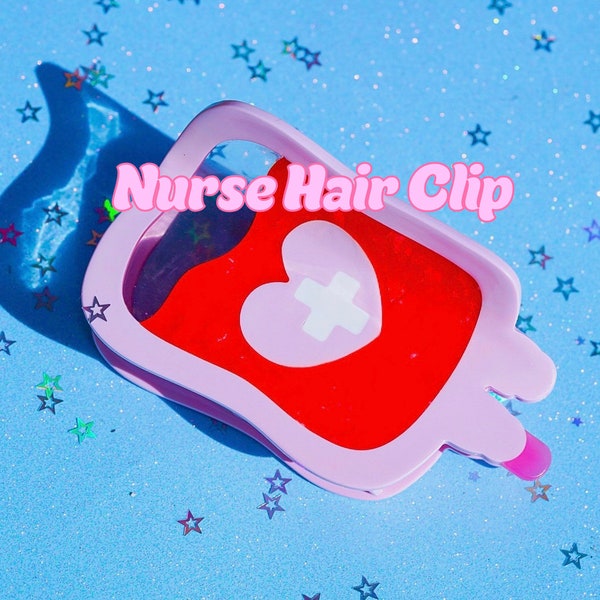 Nurse Blood Bag Claw Hair Clip, Scrubs, Badge Reel, Doctor, Nurse