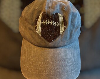 Bling Football Heart Hat