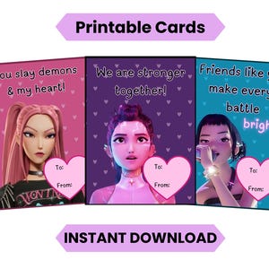 Printable KPop Demon Hunter Valentines, Kids Cards (Digital Download)