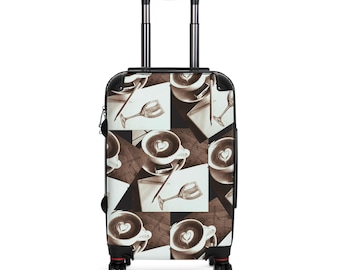 Latte Art Coffee Pattern Suitcase | Coffee Cup Travel Luggage Cover