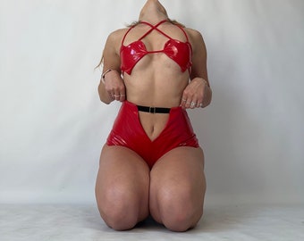 Red latex panties | shiny knickers, cheeky briefs, braziliana booty shorts, exotic underwear, bikini bottoms & fetish lingerie