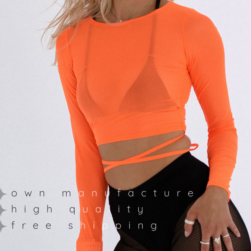 orange fishnet shirt