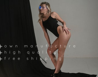 Women’s Pole Dancewear Costume — Tender Black Leotard Catsuit with Stripper Style Clothing