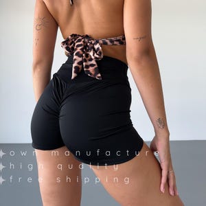 Stylish black ruffled dance shorts | cheeky booty shorts for women pole twerk exotic heels, stretchy gym yoga festival rave clubwear
