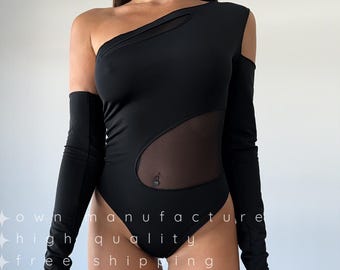 Black pole dance leotard exotic clothing bodysuit pole dance costume poledance outfit stripper mesh catsuit women exotic pole dancing set