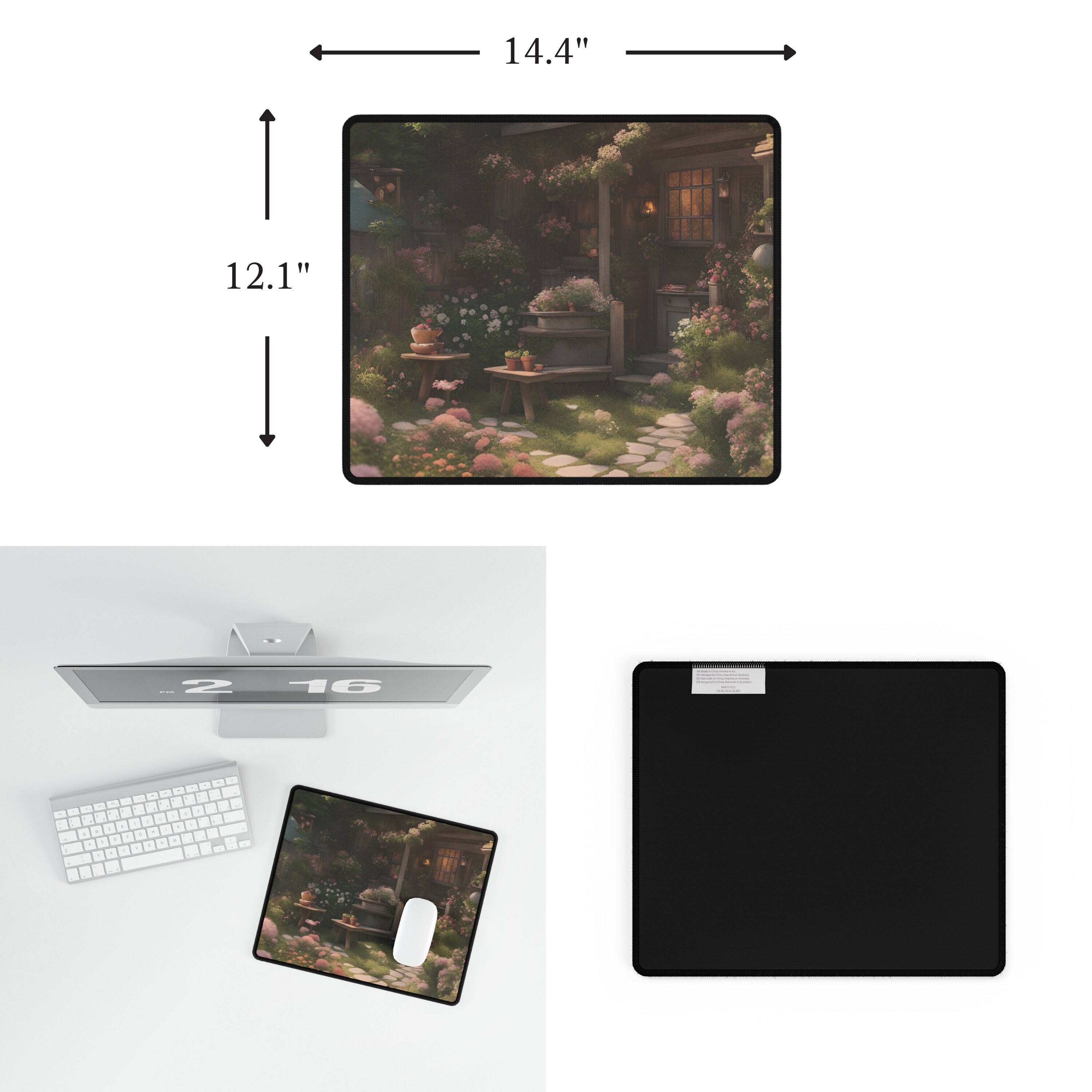 Lofi Aesthetic Cottagecore Garden Desk Mat With Blurry Edge - Whimsical ...