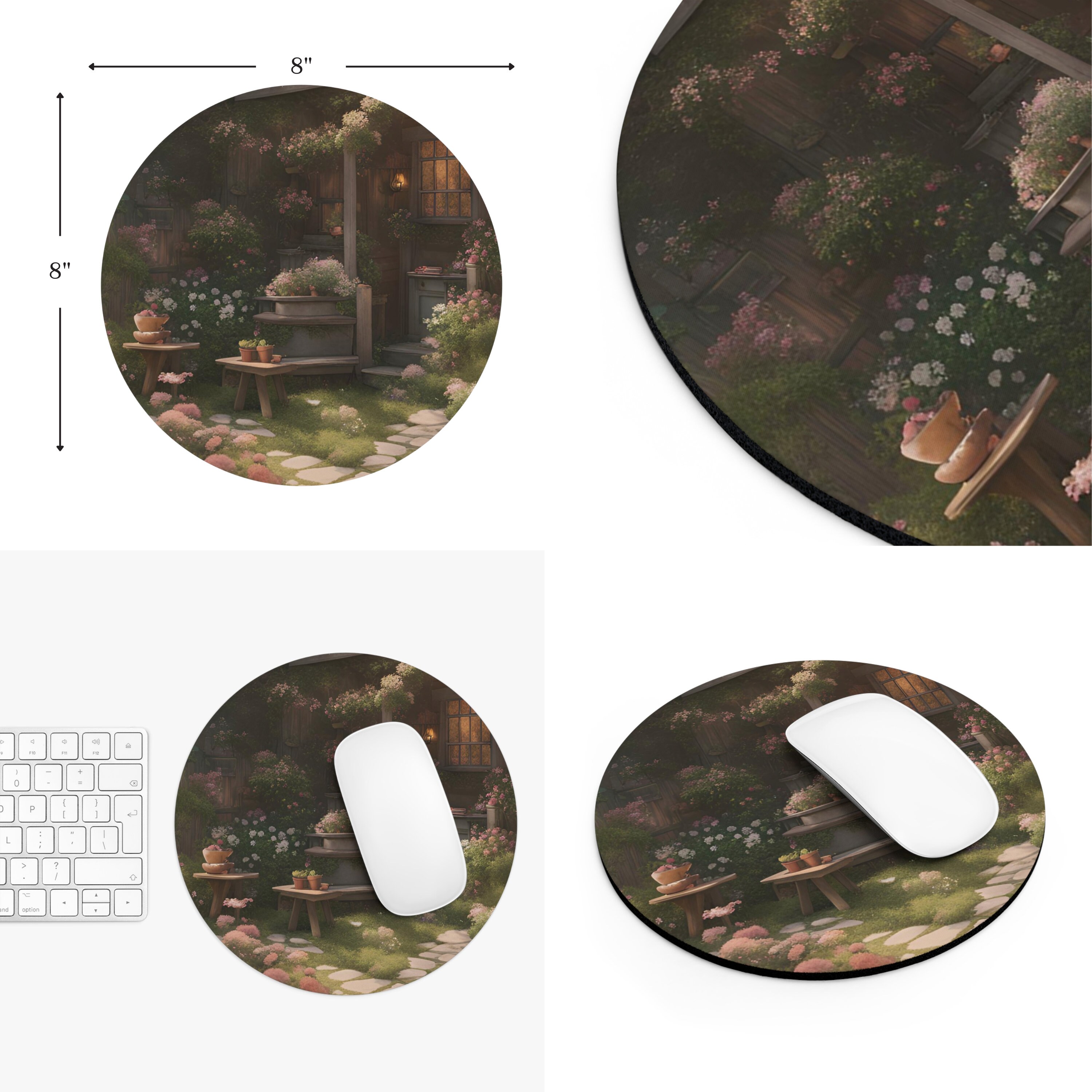 Lofi Aesthetic Cottagecore Garden Desk Mat With Blurry Edge - Whimsical ...