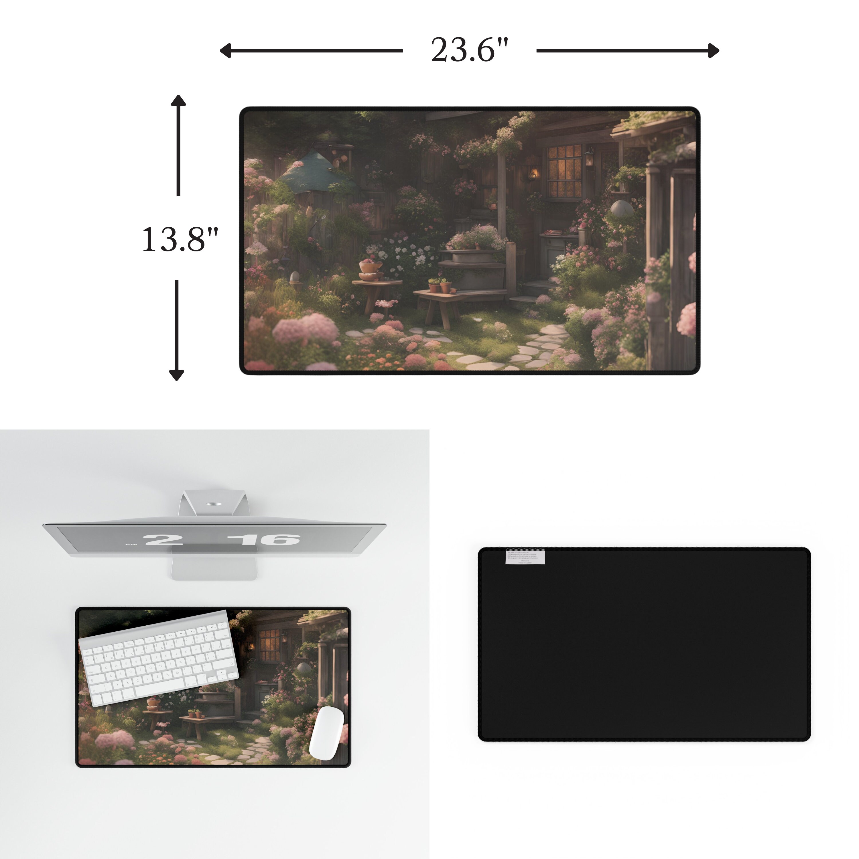 Lofi Aesthetic Cottagecore Garden Desk Mat With Blurry Edge - Whimsical ...