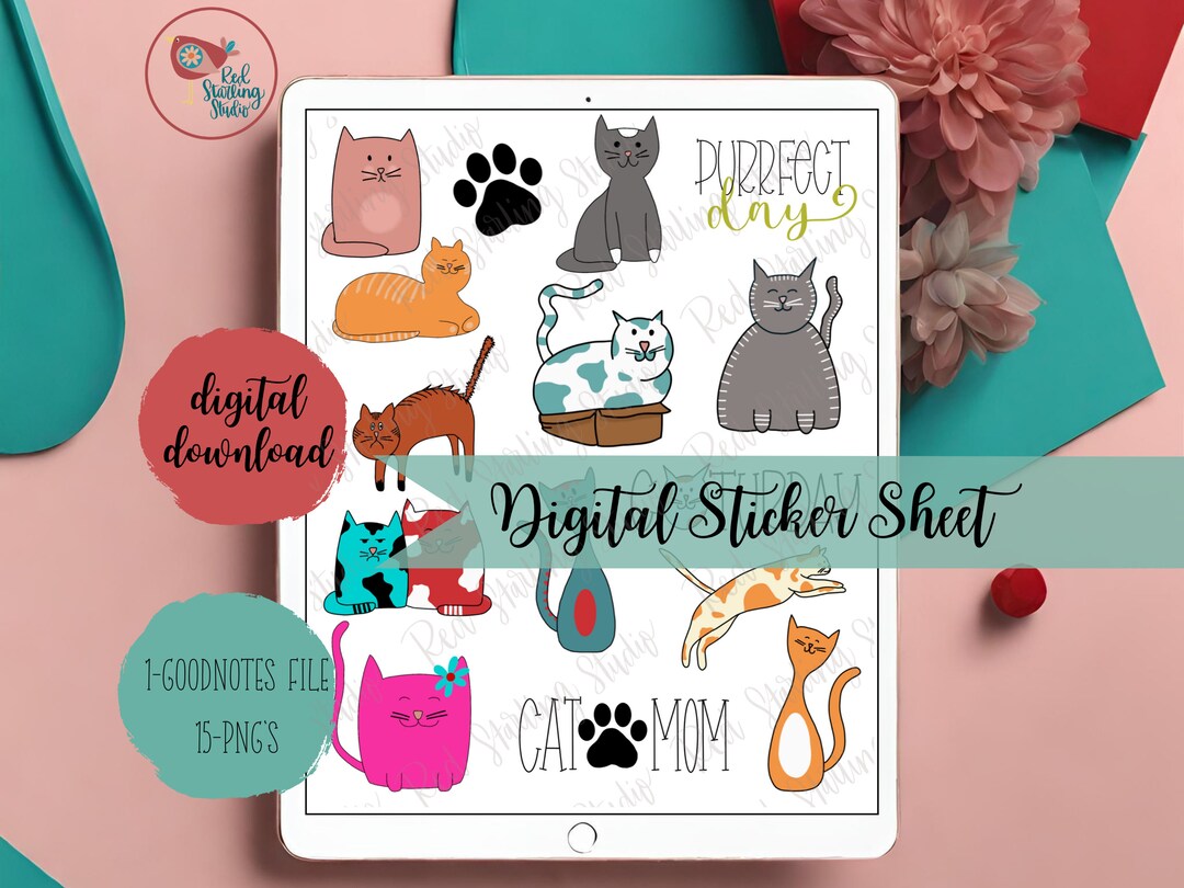 Cute Cat Stickers, Digital Stickers for Digital Planning, Good Notes ...