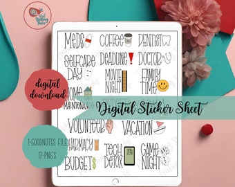 Pegatinas todos los días Volumen 2, pegatinas digitales todos los días, pegatinas del planificador para goodnotes