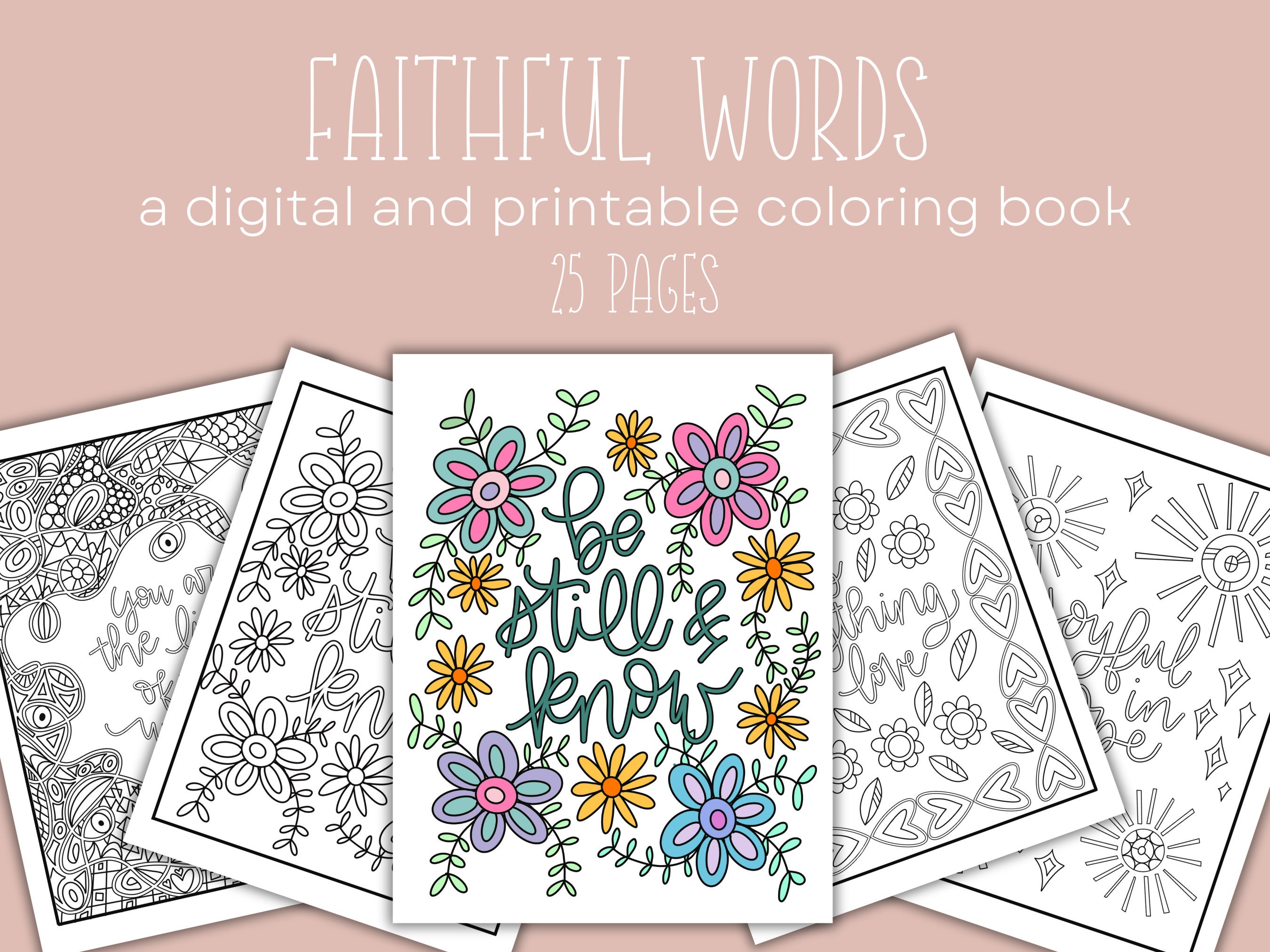 Faithful Words Bible Verse Coloring Book | Digital & Printable Pages | PDF + PNG