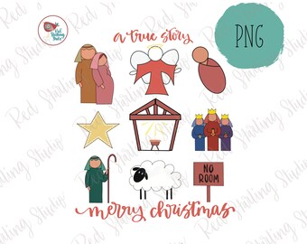Pesebre de Navidad PNG, Historia verdadera PNG, Archivo PNG de Navidad, Archivo de sublimación cristiana