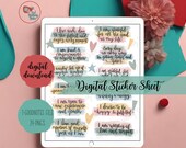 Digital Affirmation Stickers, Selflove Stickers, Precropped, Digital Sticker Book for goodnotes planner