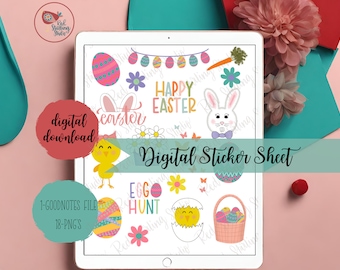 Pegatinas digitales de Pascua, pegatinas digitales para buenas notas, pegatinas de diario digital, pegatinas prerecortadas
