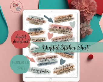 Pegatinas digitales de afirmación bíblica, volumen 2, pegatinas digitales para buenas notas, pegatinas de diario bíblico, pegatinas prerecortadas