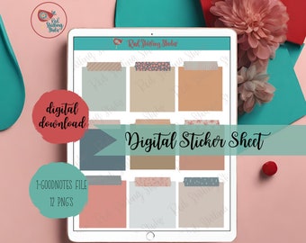 Notas adhesivas digitales Diseño boho, pegatinas digitales boho, pegatinas digitales para buenas notas, pegatinas prerecortadas