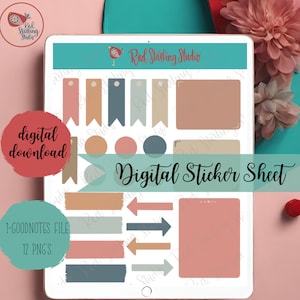 Boho Digital Widgets and Stickers, Digital Planner Stickers for Goodnotes, Aesthetic Stickers for Digital Planning, Precropped Stickers