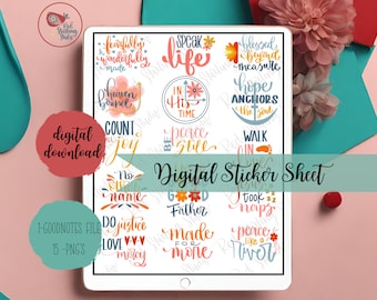 Naklejki Digital Faith Vol 3, Naklejki cyfrowe dla goodnotes, Naklejki do dziennika biblijnego, Naklejki wstępnie przycięte