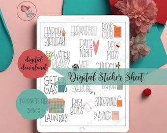 Pegatinas diarias, pegatinas digitales para planificación digital, pegatinas de la vida diaria, elementos goodnotes