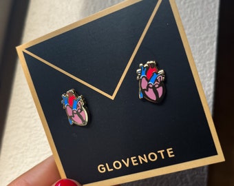 Heart Earrings - Anatomical Heart Earrings - Stud Earrings Nickel Free