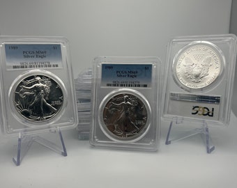 STUNNING 1989 ms69 NGC graded silver eagles SEQUENTIL grading numbers!!!