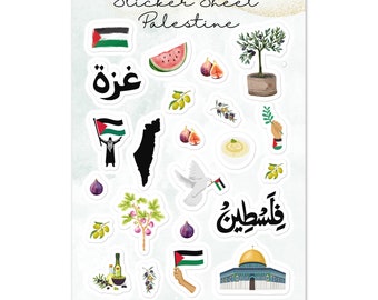 Planche d'autocollants numériques Palestine, autocollants numériques Goodnotes PNG et PDF