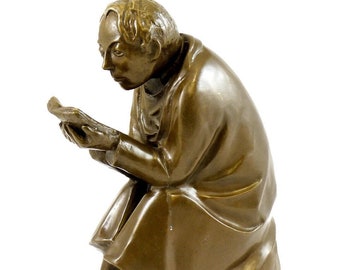 Sculpture moderne en bronze - Le lecteur de livres - 1936 - Ernst Barlach - Sculpteur allemand - Expressionnisme - Réalisme