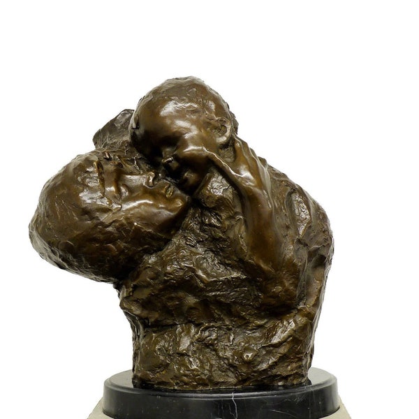 Modern bronze sculpture - mother with child - signed Käthe Kollwitz statue - German sculptor