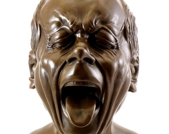 Study head with tongue stuck out - Franz Xaver Messerschmidt bronze head