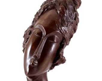 Tête en bronze - Tête de femme - Tête féminine - Sculpture Amedeo Modigliani - Statue en bronze