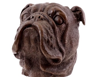 Bronze animal figure - head of a bulldog - signed Milo - Bully sculpture - Bulldog statue