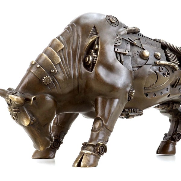 Moderne Kunst Skulptur  - Steampunk Bulle - Bronze Stier - Martin Klein - Bronzefigur - Decor - Art Bull