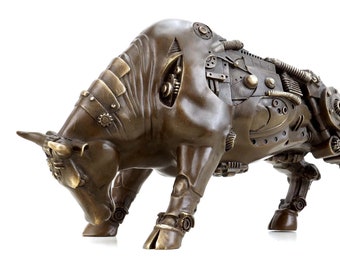 Modern Art Sculpture - Steam Punk Bull - Bronze Bull - Martin Klein - Bronze Figure - Decor