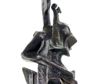 The Cello Player / Cellista - Otto Gutfreund - Cubist Bronze Sculpture - Bronze Figure - Statue