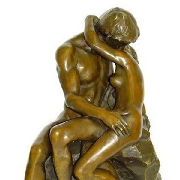 Großbronze - Der Kuss - Auguste Rodin Statue - Signiert - Love Bronzefigur - Louvre Skulptur