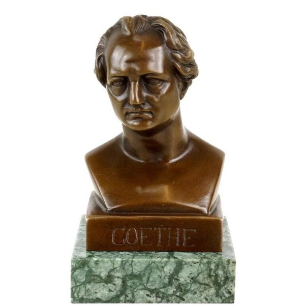 Johann Wolfgang von Goethe Bronze Büste - Bronzefigur - Deutscher Dichter und Naturforscher - Marmorsockel - Bronzefigur