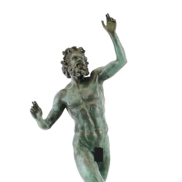 Faun made of bronze - Fauno Danzante from Pompeii - signed Milo - Satyr bronze figure - Devil sculpture - Greek Statue