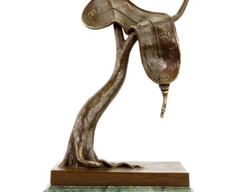 Profil du temps (1977) - Sculpture en bronze limitée - Salvador Dali - Figure en bronze - Sculpture - Statue sur marbre vert