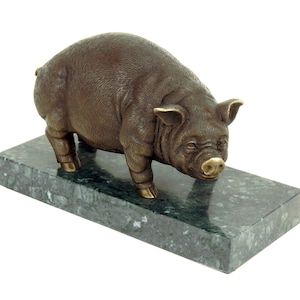 Bronze Pig / Domestic Pig Bronze Statue Sculpture by Bugatti Butcher Decoration Sausage Decor Butcher shop decoration image 3