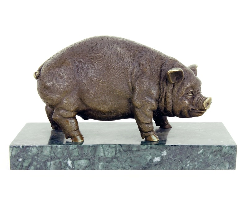 Bronze Schwein / Hausschwein - Bronzestatue - Skulptur von Bugatti - Fleischer Dekoration -  Wurst Decor