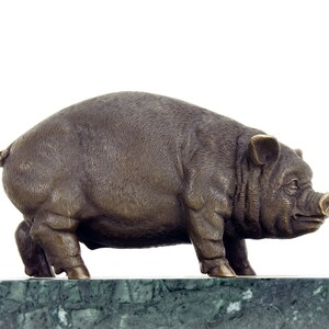 Bronze Pig / Domestic Pig Bronze Statue Sculpture by Bugatti Butcher Decoration Sausage Decor Butcher shop decoration image 2