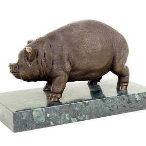 Bronze Pig / Domestic Pig Bronze Statue Sculpture by Bugatti Butcher Decoration Sausage Decor Butcher shop decoration image 6