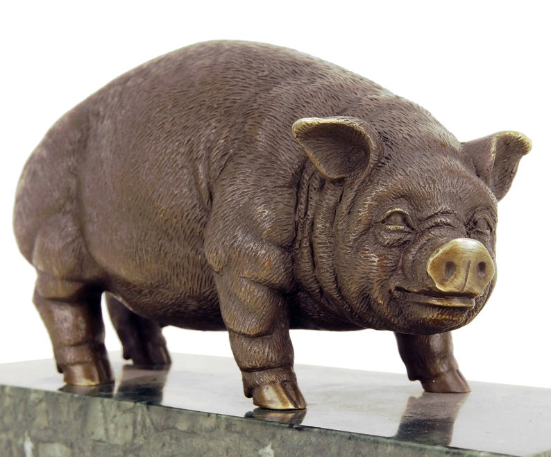 Bronze Pig / Domestic Pig Bronze Statue Sculpture by Bugatti Butcher Decoration Sausage Decor Butcher shop decoration image 7