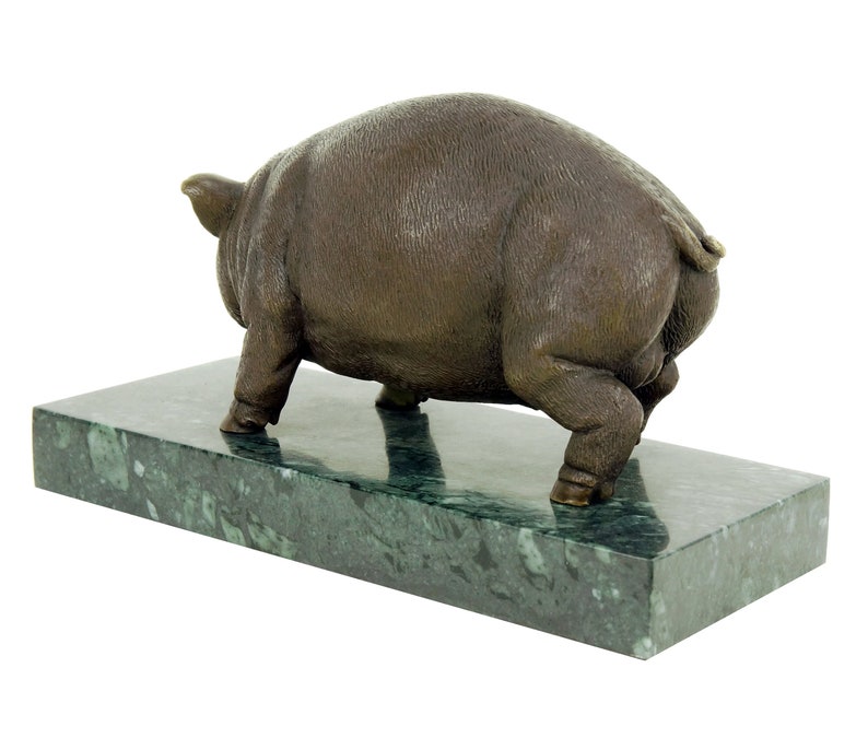 Bronze Pig / Domestic Pig Bronze Statue Sculpture by Bugatti Butcher Decoration Sausage Decor Butcher shop decoration image 5