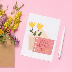 Moederdag wenskaarten gepersonaliseerde, witte A2-formaat voorgesneden met bruine envelop | Aangepaste boodschap tuin moeder cadeau accessoire, Womens Day Gift
