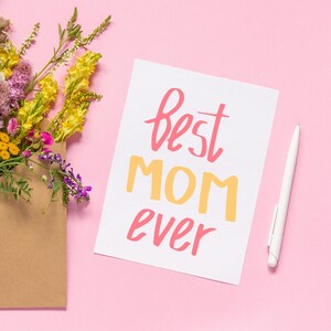 BESTE MOEDER OOIT Moederdag wenskaarten gepersonaliseerd, bulk wit A2-formaat voorgesneden, tuin moeder cadeau accessoire, gedrukt aangepast bericht binnen