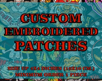 Personalisierter Aufnäher mit Deinem Logo oder Deinem Logo - Stickerei bis zu 10,5x10,5 cm. Rückseite Aufbügeln, annähen.